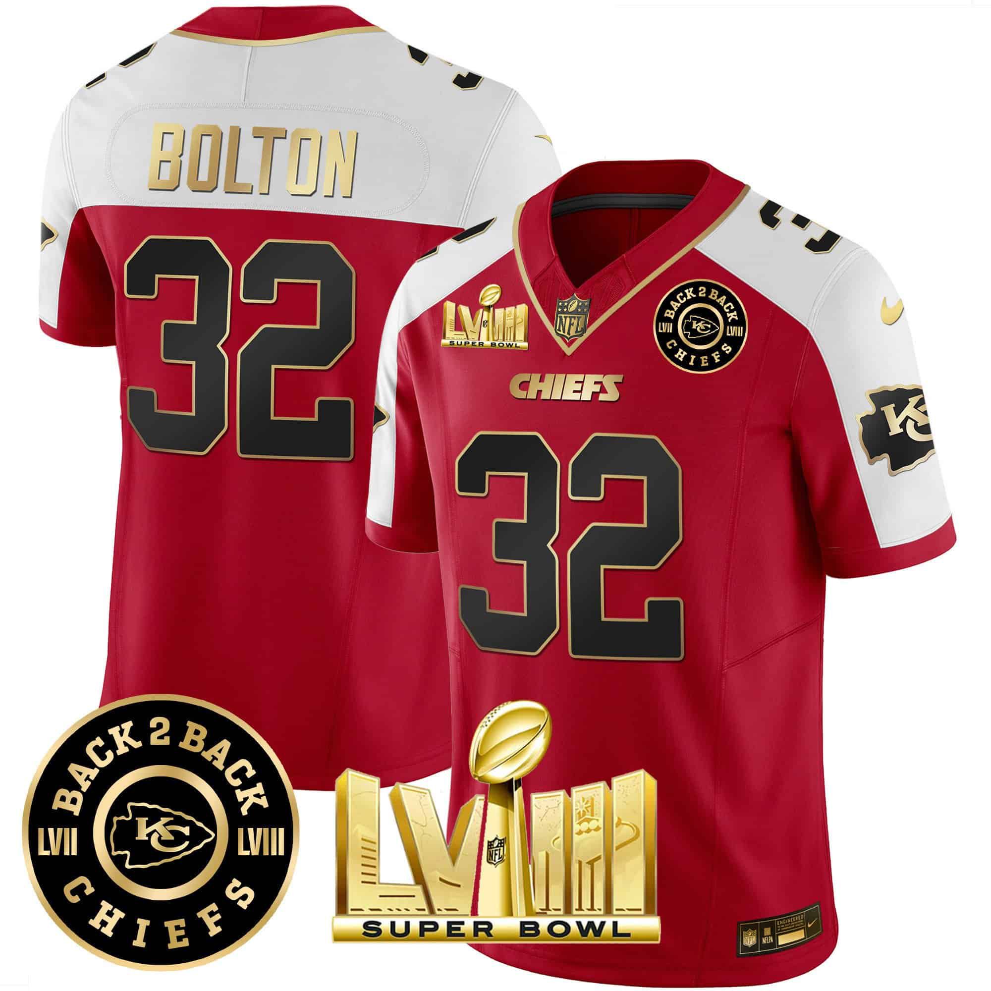 Men Kansas City Chiefs #32 Bolton Red 2024 Nike Super Bowl LVIII & Back-2-Back Patch Vapor NFL Jersey->indianapolis colts->NFL Jersey